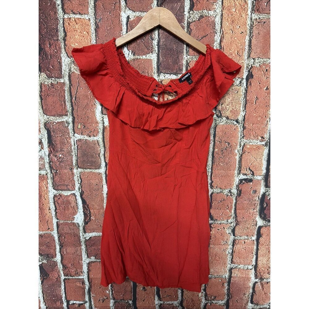 Express Women's Red Off Shoulder Short Sleeve Dress Size 12